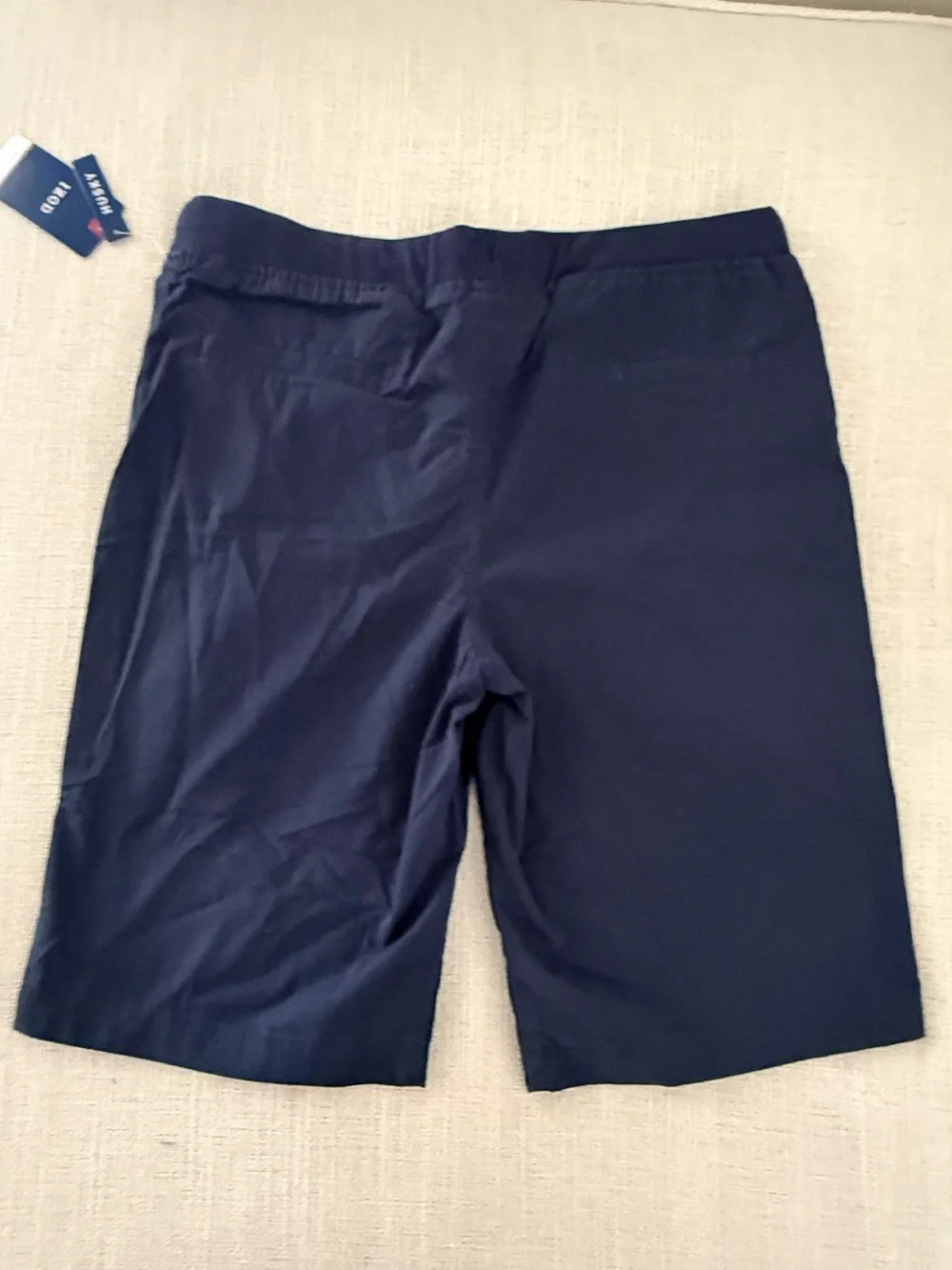 IZOD Boys L 14/16 Husky Navy Pull-On Chino Shorts NWT